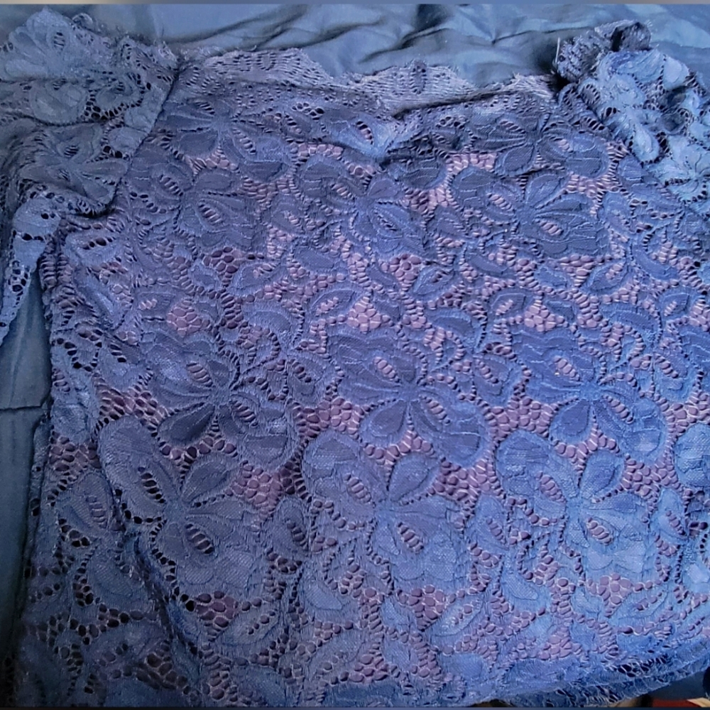 Blue long sleeve blouse, size 3XL